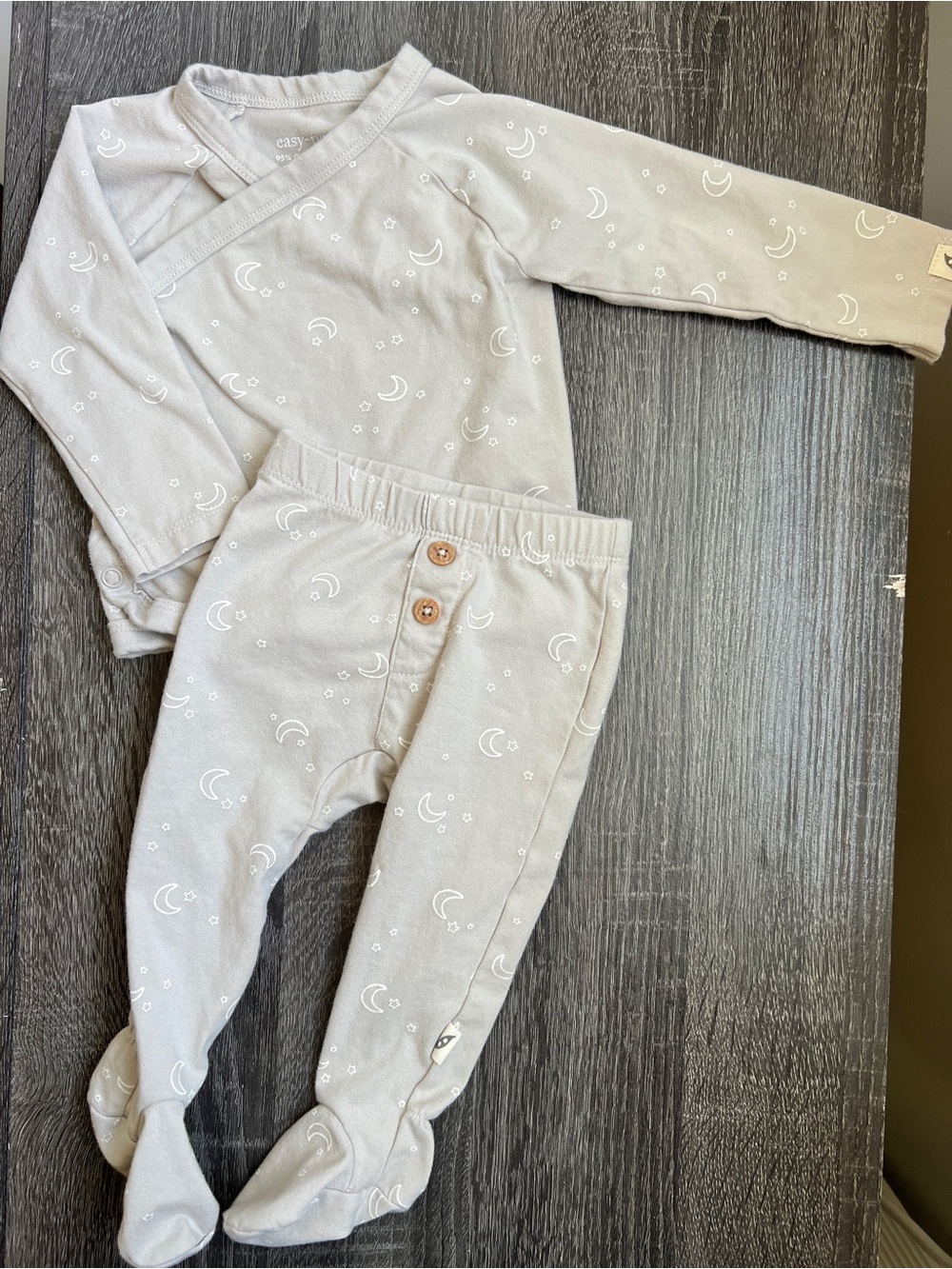 Easy Peasy Organic Cotton Moon & Stars 2-Piece Outfit Set 3-6M
